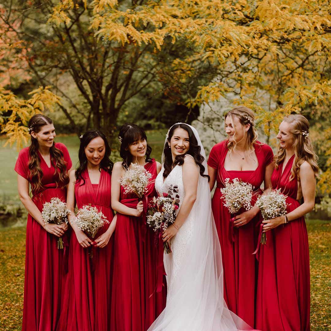 bridesmaid dresses red